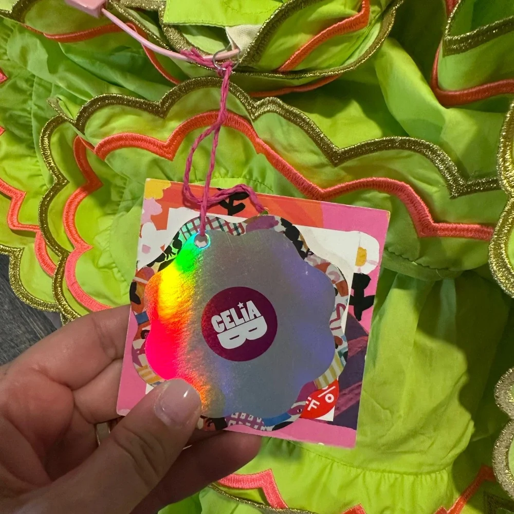 CeliaB Neon Green Dress with Pink Accents - Picture 9 of 15